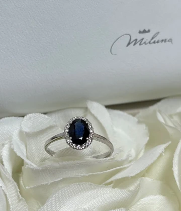 Miluna Anello oro con Zaffiro e brillanti cod: LID3271